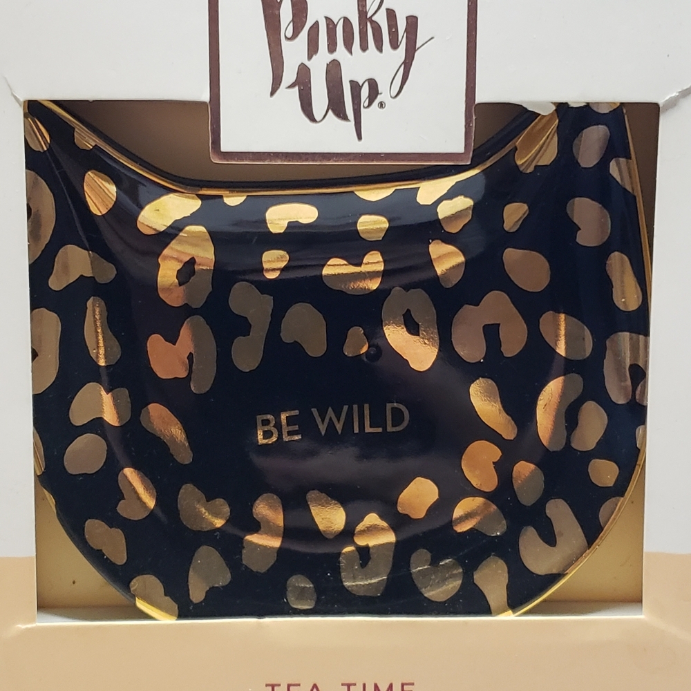Pinky Up Ceramic Leopard Tea Tray New In Box - Picture 2 of 8